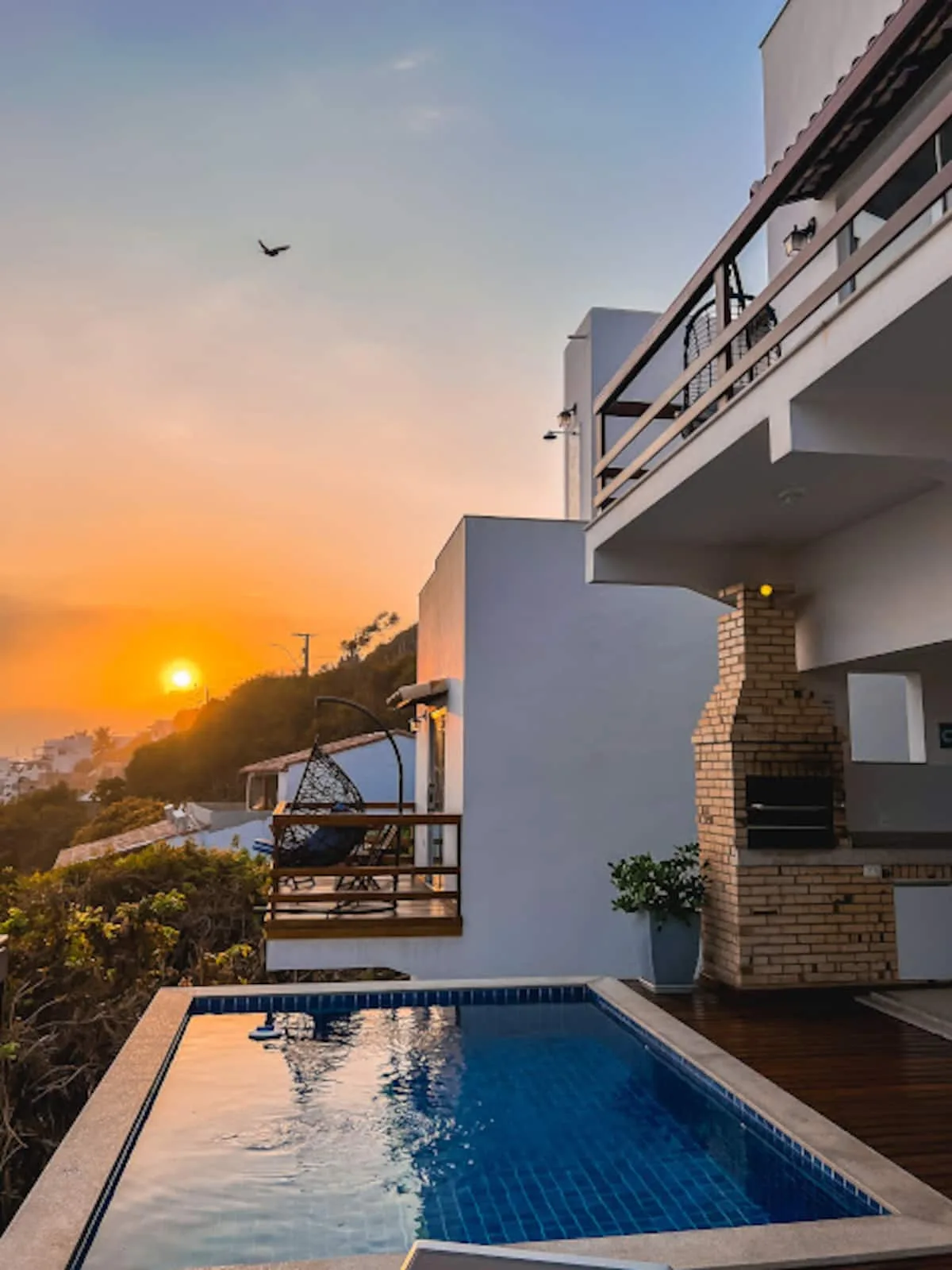 Pôr do sol visto da piscina da Casa La Graciosa